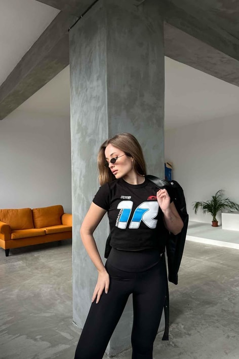 Rally Crop Tshirt Siyah