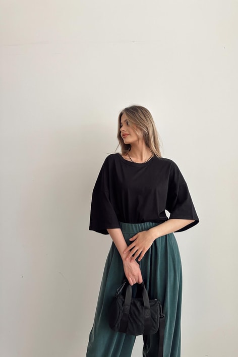 Relax Crop Tshirt Siyah