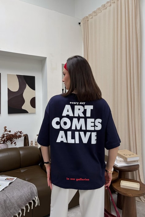 The Met Baskılı  Tshirt Lacivert
