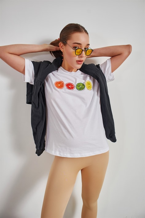 Turunçgil Oversize Tshirt Beyaz