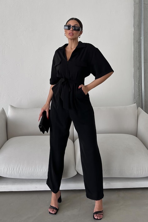 Fermuarlı Mini Cep Tulum Siyah