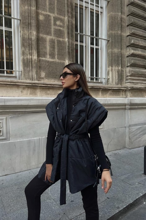 Çıtçıt Kaplamalı Yelek Antrasit