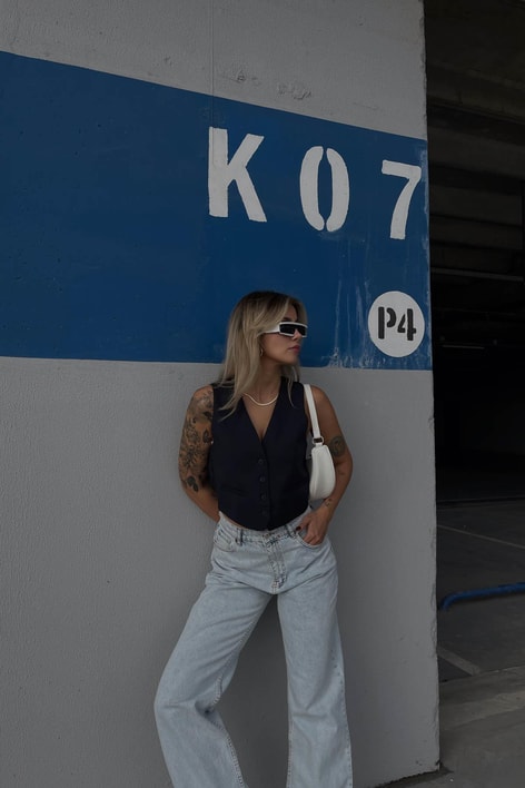 Classic Süs Cep Yelek Lacivert