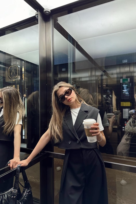 Kruvaze Crop Yelek Siyah