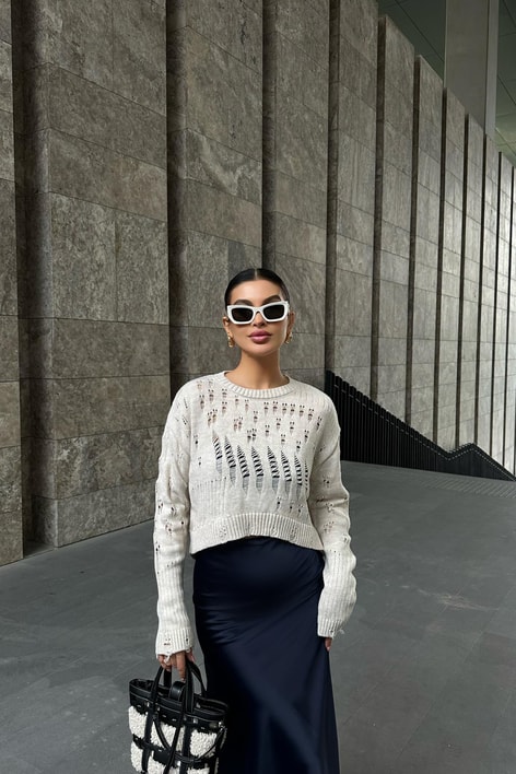 Yırtık Detaylı Kazak Bej