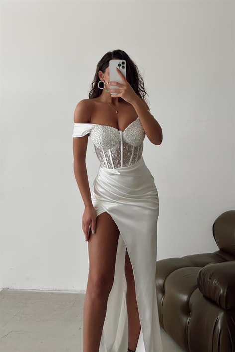 Cup Pearly Alina Abiye Beyaz