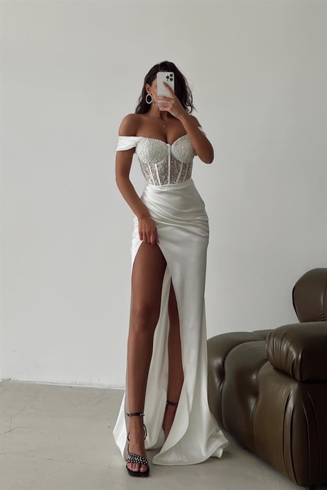 Cup Pearly Alina Abiye Beyaz