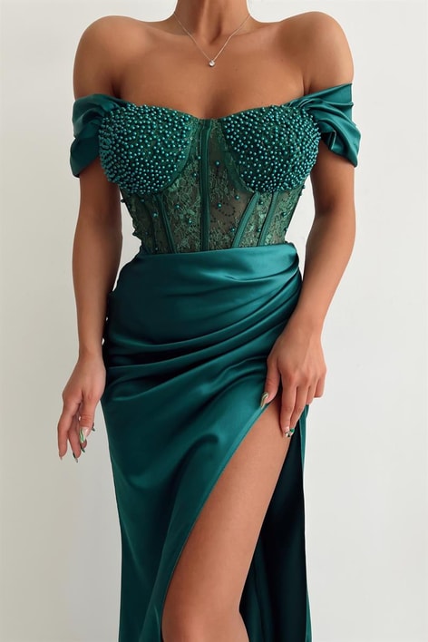 Cup Pearly Alina Abiye Zümrüt Yeşili