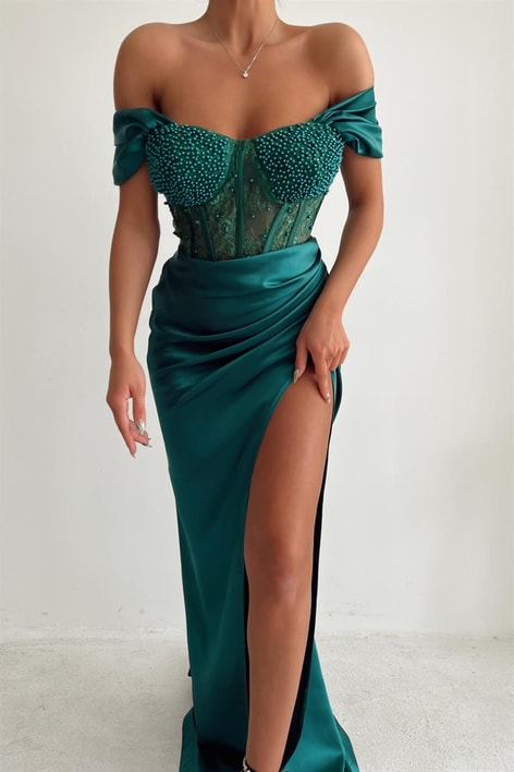 Cup Pearly Alina Abiye Zümrüt Yeşili