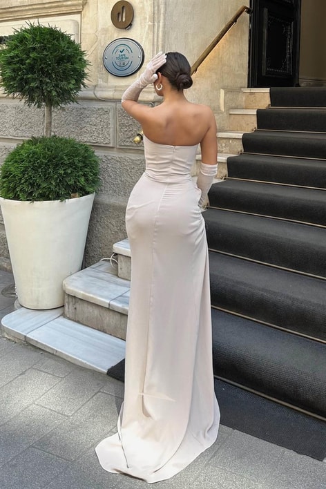 Gloves Straplez Korsaj Abiye Taş