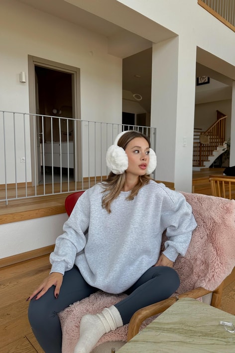 Balon Kol Oversize Sweat Gri