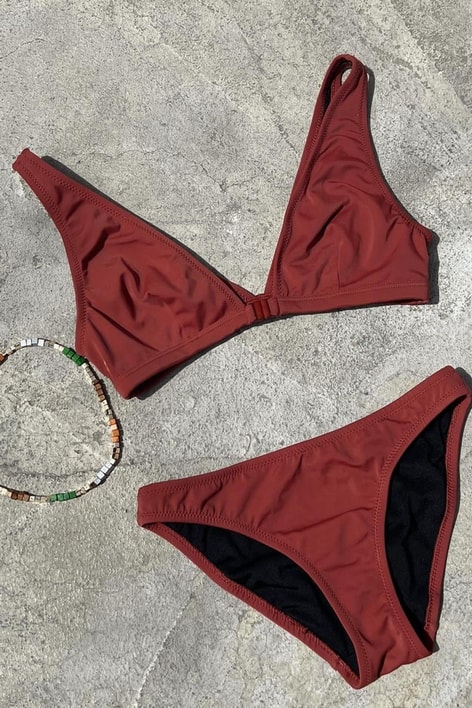 V Yaka Basic Bikini Kiremit