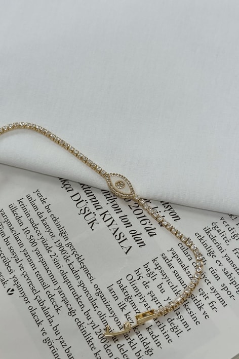 One Eye Taşlı Bileklik Gold