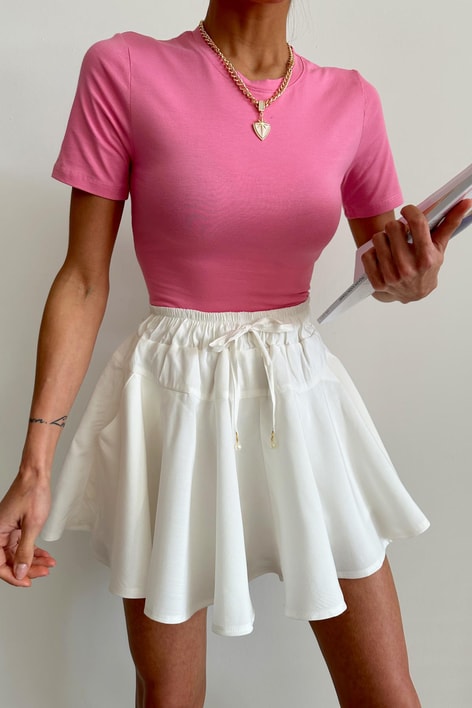 Bisiklet Yaka Basic Tshirt Pembe