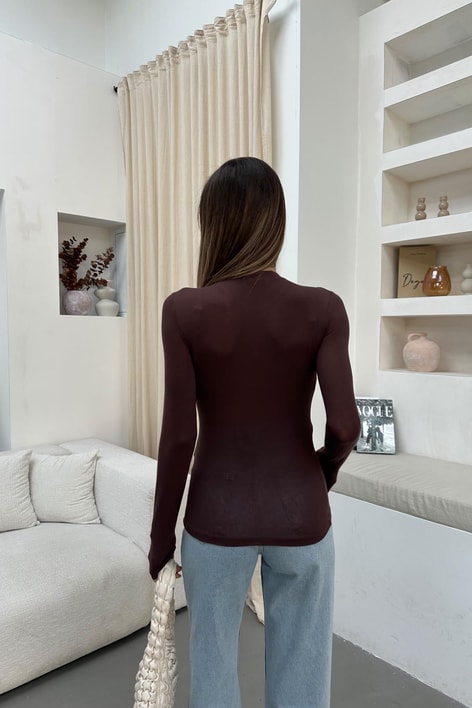 Bisiklet  Yaka Kaşmir Body Kahve