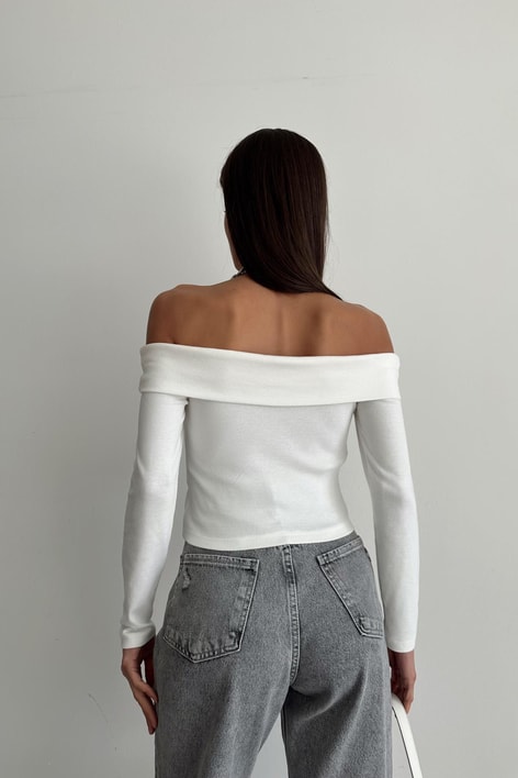 Degaje Yaka Basic Bluz Ekru