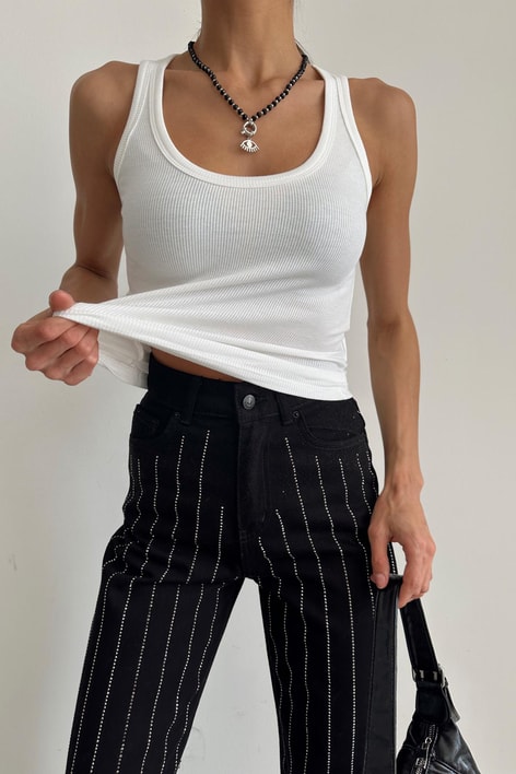 Dikiş Detay Atlet Ekru