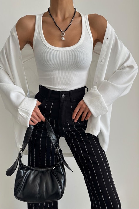 Dikiş Detay Atlet Ekru