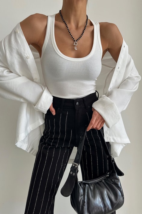 Dikiş Detay Atlet Ekru