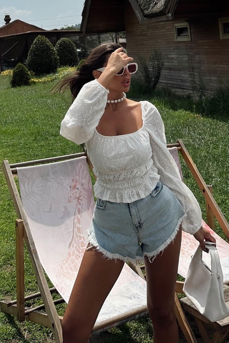 Fisto Gipeli Bluz Beyaz