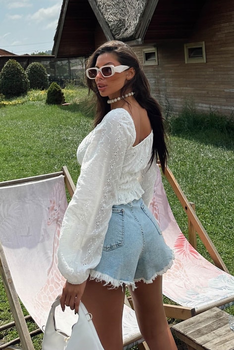 Fisto Gipeli Bluz Beyaz