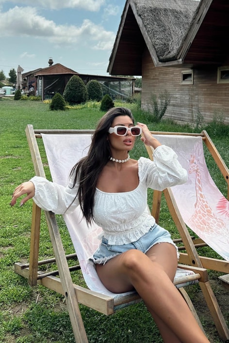 Fisto Gipeli Bluz Beyaz