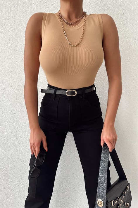 Halter Yaka Triko Trend Atlet Camel