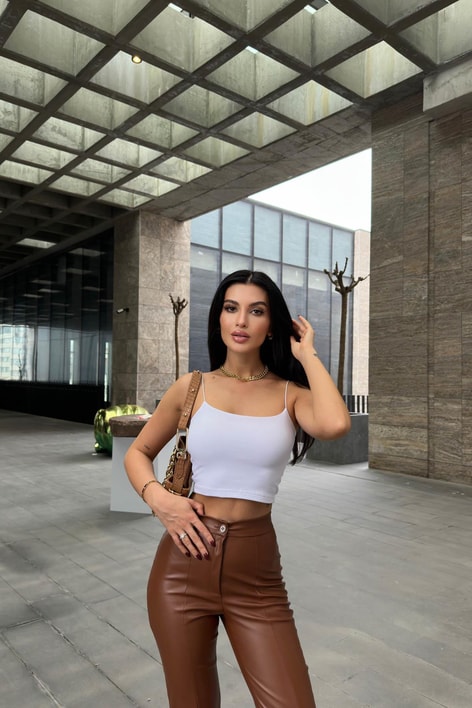 İp Askı Crop Beyaz