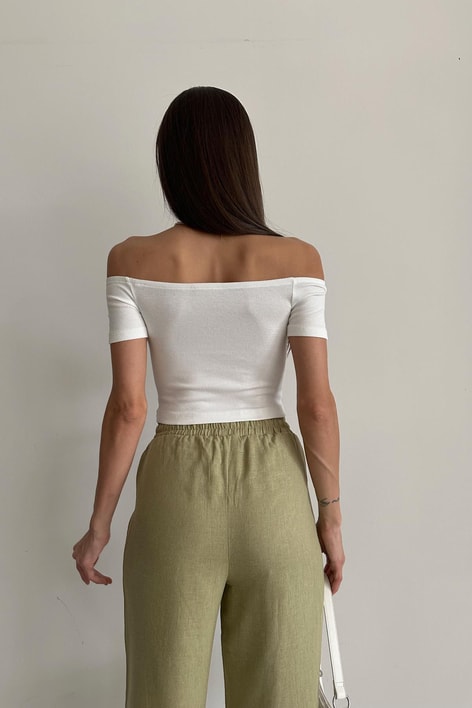 Kayık Yaka Basic t-shirt Beyaz
