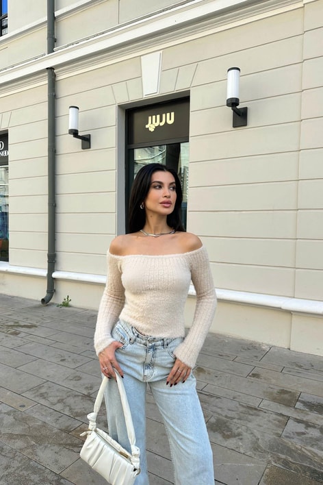 Kayık Yaka Yumoş Bluz Taş