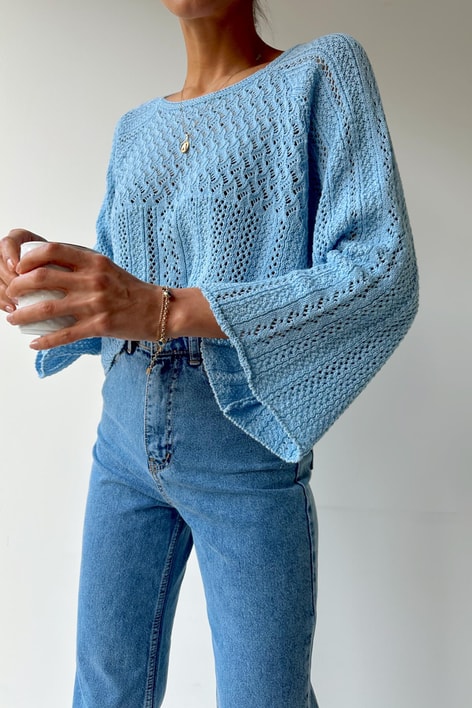 Kol Ajurlu Örme Triko Bebe Mavi