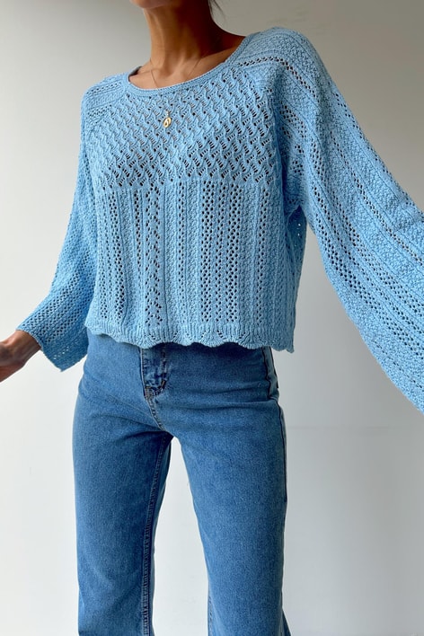 Kol Ajurlu Örme Triko Bebe Mavi