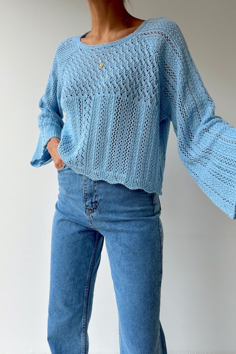 Kol Ajurlu Örme Triko Bebe Mavi