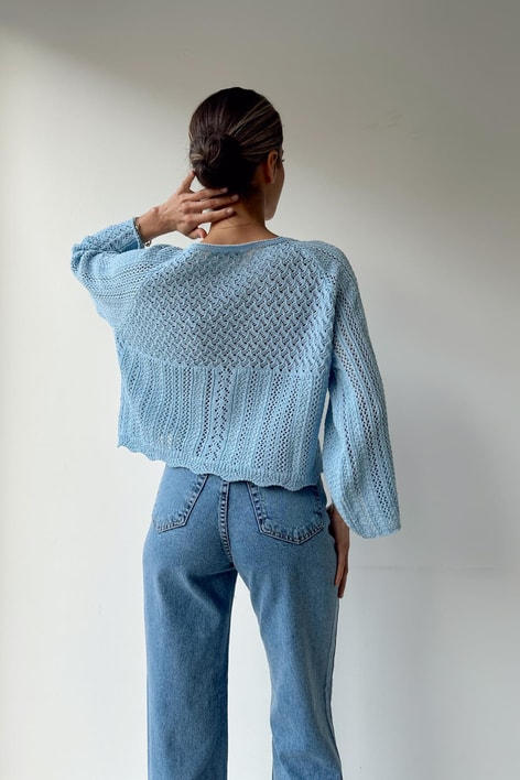 Kol Ajurlu Örme Triko Bebe Mavi