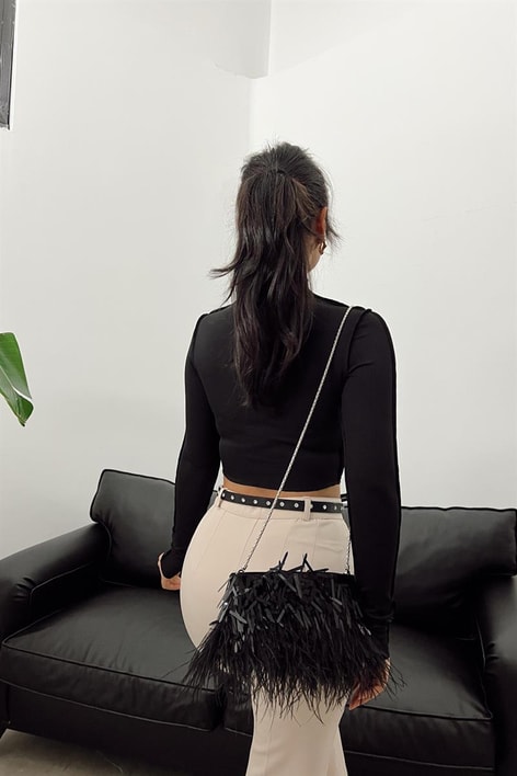 Korsaj Dik Yaka Bluz Siyah