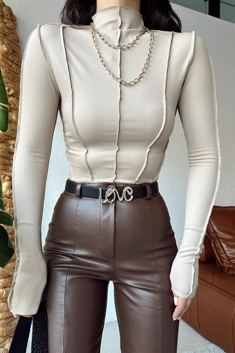 Korsaj Dik Yaka Bluz Taş