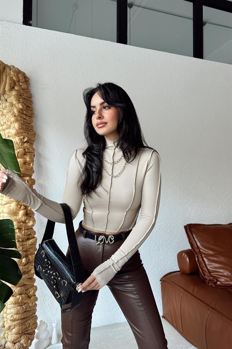 Korsaj Dik Yaka Bluz Taş