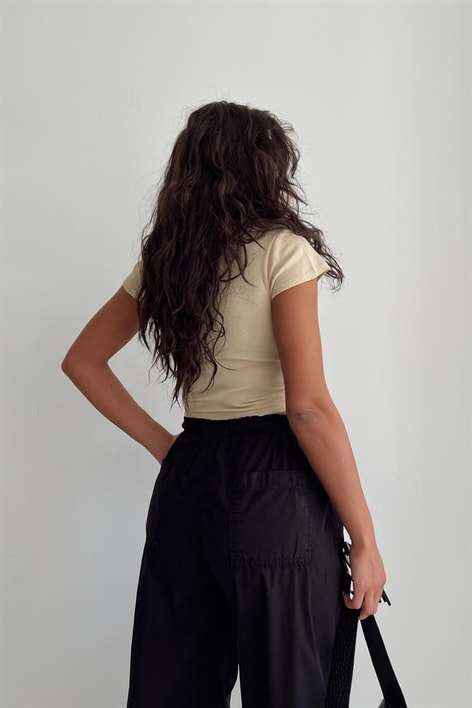 Korsaj Dikişli Bluz Bej