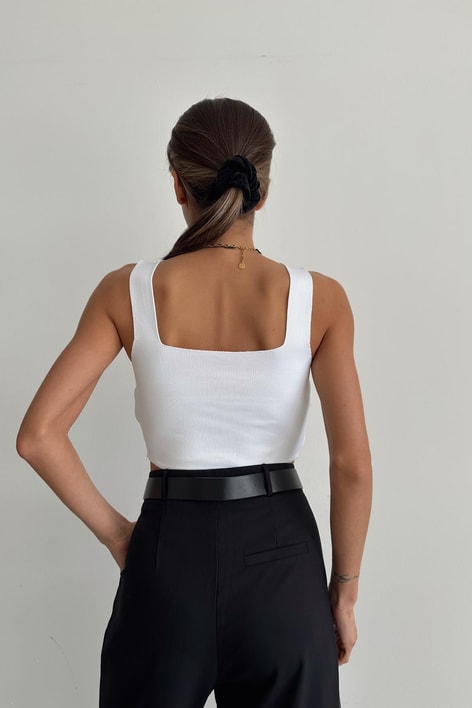 Korsaj Triko Crop Ekru