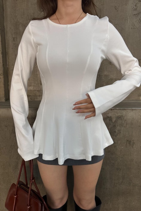 Kuplu Peplum Modal Body Beyaz