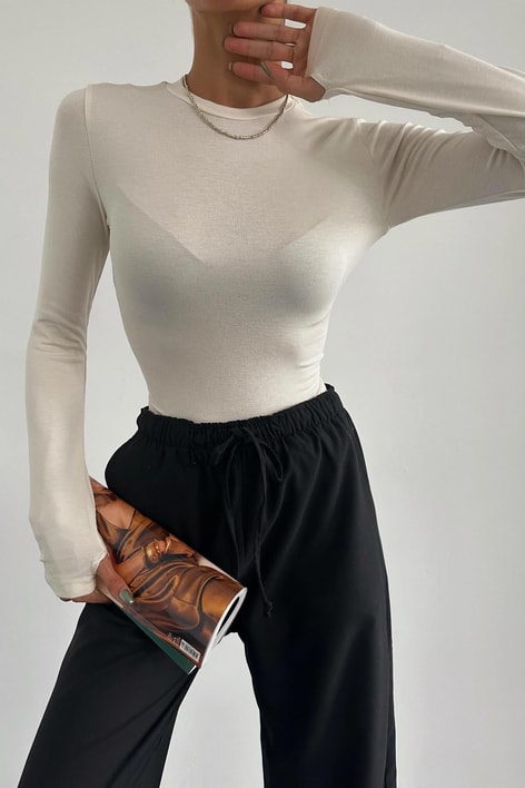 Massimo Pamuklu Basic Bluz Ekru