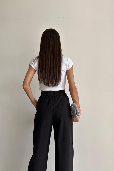 Minimal Sander Crop Bluz Beyaz