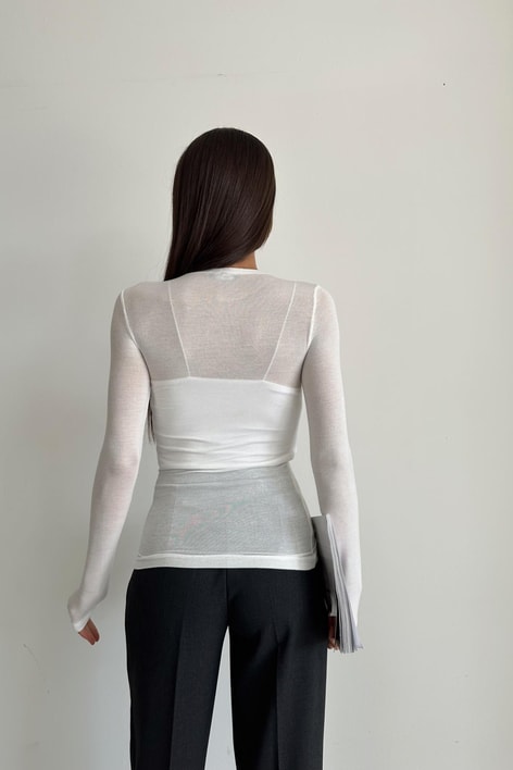 Pamuklu İnce Bluz Beyaz