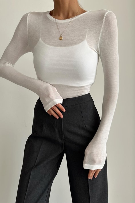 Pamuklu İnce Bluz Beyaz