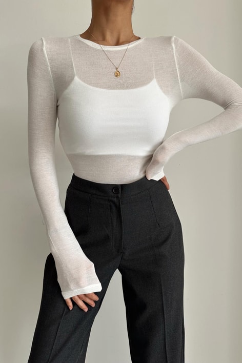 Pamuklu İnce Bluz Beyaz