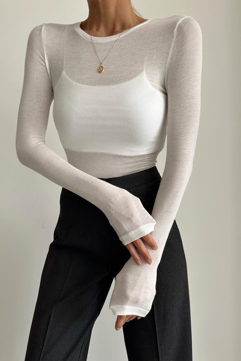 Pamuklu İnce Bluz Beyaz