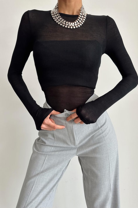 Pamuklu İnce Bluz Siyah