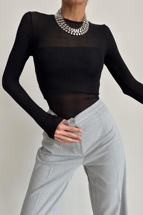 Pamuklu İnce Bluz Siyah