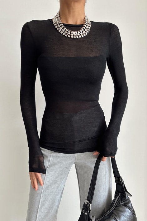 Pamuklu İnce Bluz Siyah