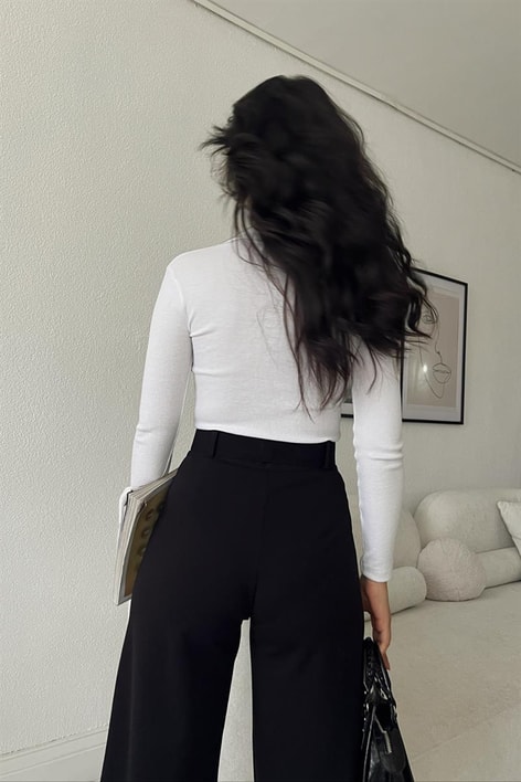 Polo Yaka Basic Bluz Beyaz